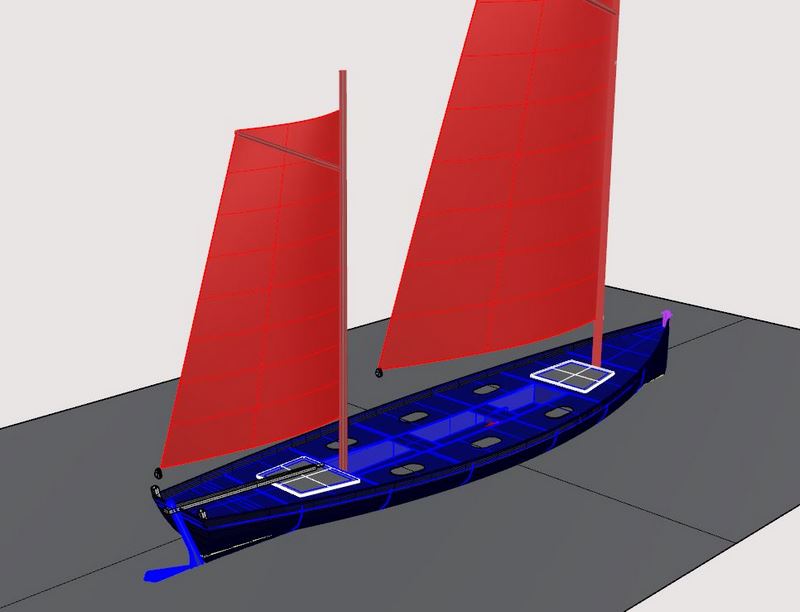 Yole pontée voile aviron moteur de 8 m